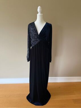 Teri Jon Navy blue suede dress. Size 18